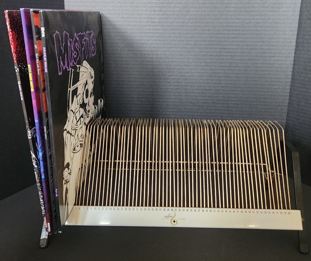 Vintage MCM Lyric Metal Wire Vinyl Record Storage Rack Holder 60 Slot